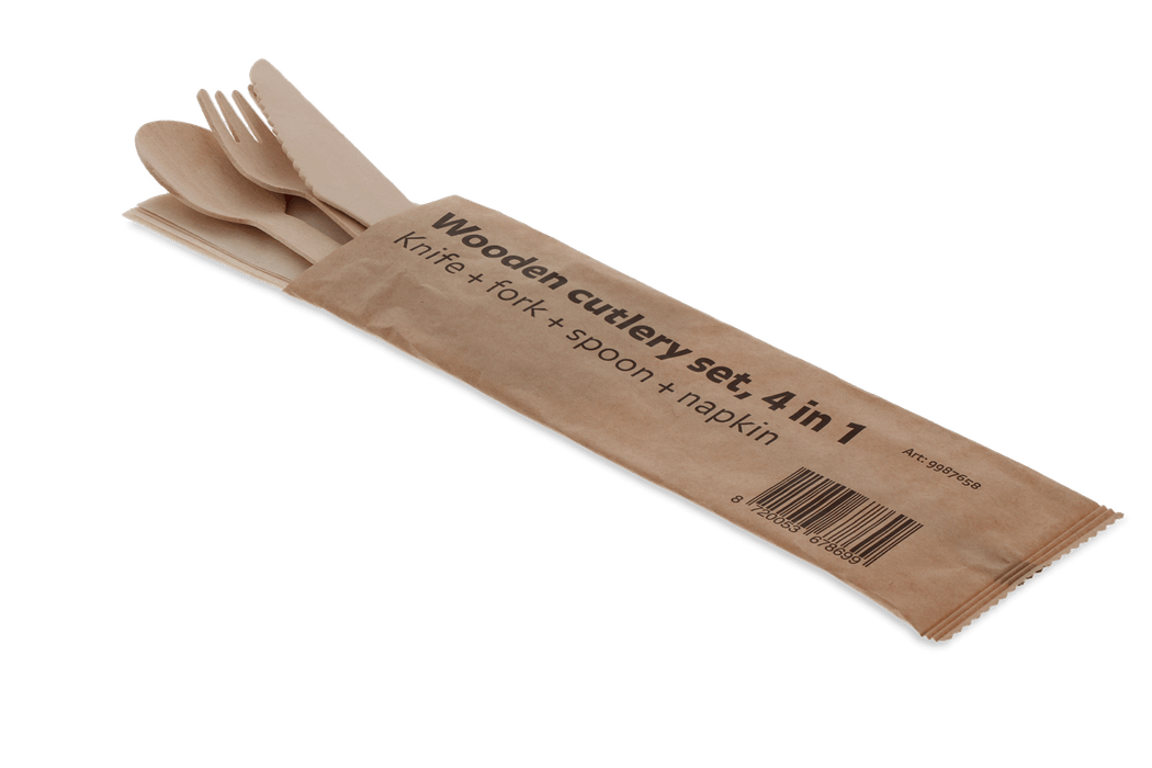 Bestekset Bamboe 170mm Mes Vork Lepel en Servet Bestekset Bamboe 170mm Mes Vork Lepel en Servet