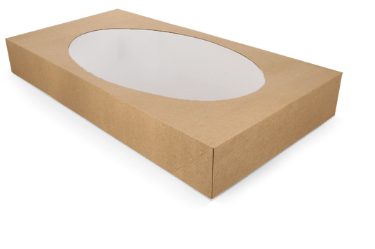 Catering boxes kraft with oval window 56x32x8cm large BIO