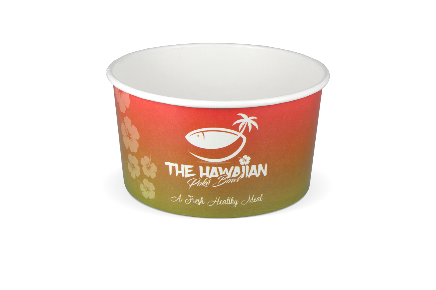 takeaware.nl Salade bowl 1000ml Ø148mm wit - Hawaiian custom