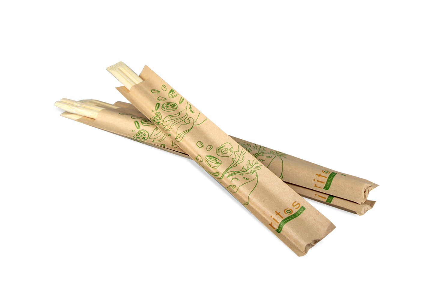 takeaware.nl Bestek Verpakte eetstokjes 21cm bamboe Kraft - Ritos Nederland custom