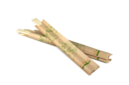 Verpakte eetstokjes 21cm bamboe Kraft - Ritos Nederland custom