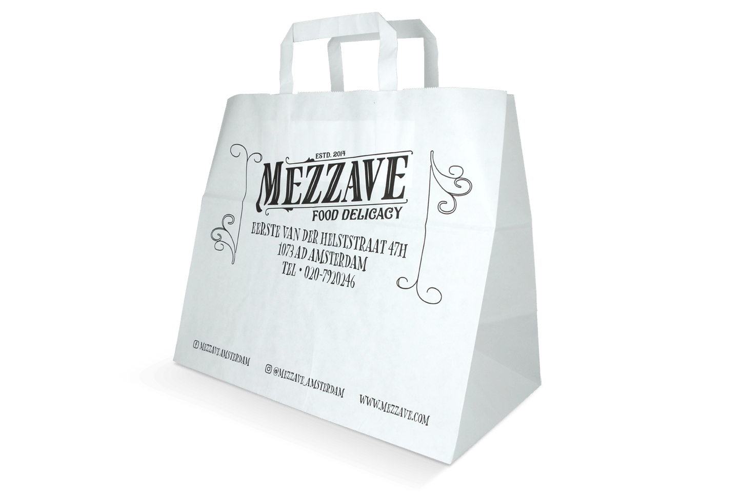 Papieren tasjes Groot Wit 32/17x27cm - Mezzave custom